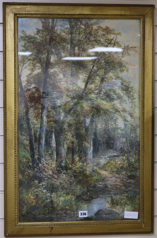 W. Williamson Figures on a woodland track 73 x 44cm
